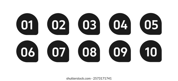 Number Bullet points, infographics markers. Triangle number bullet point icon arrow set. Number Flags 1 to 10 Flat design isolated vector. Vector illustration