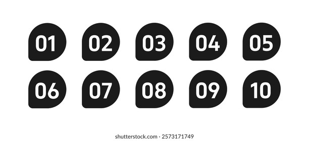 Number Bullet points, infographics markers. Triangle number bullet point icon arrow set. Number Flags 1 to 10 Flat design isolated vector. Vector illustration