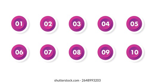 Number bullet points from one to ten gradient background