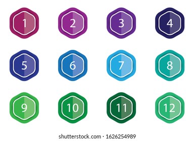 Number bullet points set 1 to 12. EPS 10