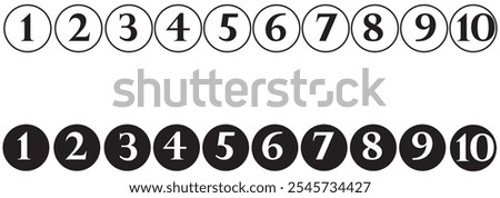 Number bullet points vector set. Simple flat numbers 0, 1 to 9, design isolated on transparent. design eps 10