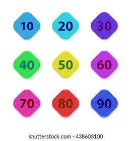 Number button square vector illustration for web design.
Number Bullet Points - stock vector	
Number Bullet Points Colorful Flat Number Icons With Long Shadow - stock vector
