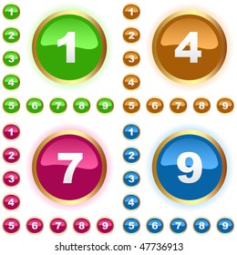 Number button. Vector set.