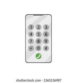 number buttons on phone in flat style, vector