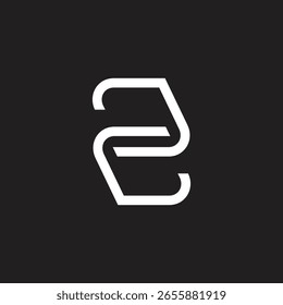 number c2 simple linked geometric line logo vector 