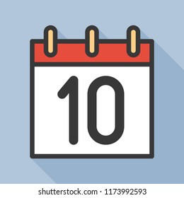 number and calendar icon, outline icon with long shadow