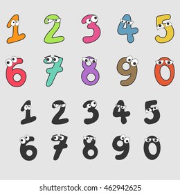 Number Cartoon Has Both Eyes With Colorful And Mood
