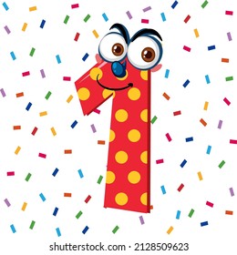 Number cartoon on white background illustration