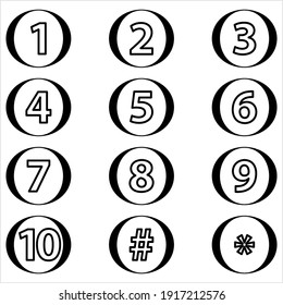 Number Center Aligned Inside Circle One To Ten Vector Art Illustration