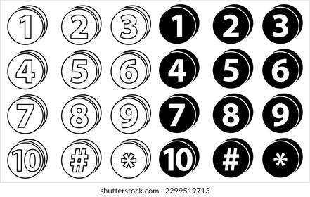 Number Center Aligned Inside Circle One To Ten Vector Art Illustration