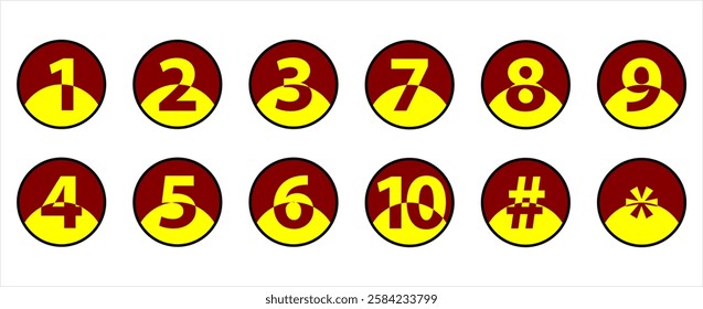 Number Center Aligned Inside Circle One To Ten Vector Art Illustration