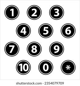 Number Center Aligned One To Ten Vector Art Illustration