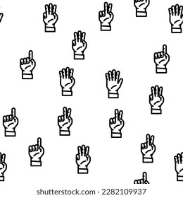 number character cute vector seamless pattern thin line illustration