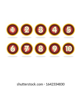 Number in a circle. Collection of icon numbers 1-10
