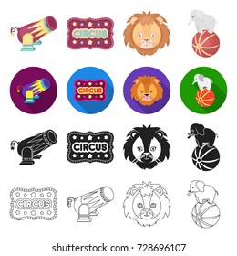 number, circus, entertainment and other web icon in different style.animal, ball, elephant icons in set collection.