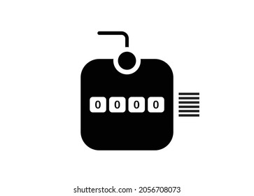 Number clicker. Hand counter. Simple illustration in black and white.
