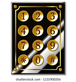 Number code keyboard in vintage style. Vector illustration