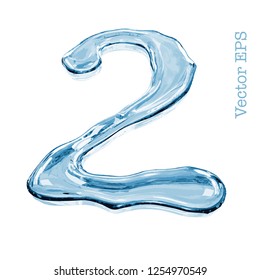 Recogida numérica de gotas transparentes de agua azul - 2. Aislado sobre fondo blanco. EPS vectorial 8.