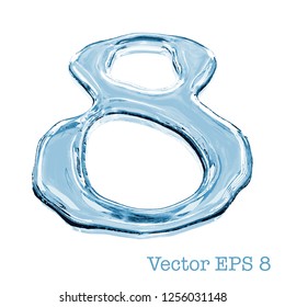 Number collection from clear transparent bluish water droplets - 7. Isolated on white background. Vector EPS 8.