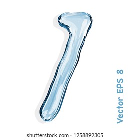 Number collection from clear transparent bluish water droplets - 1. Vector EPS 8