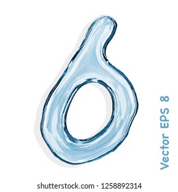 Número de gotas transparentes de agua azul - 6. EPS vectorial 8