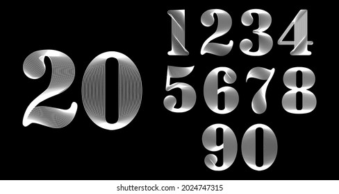 Number collection with line art effect