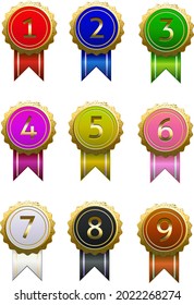 number in colored texture badge and ribbon
