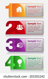 Number colorful text box, icon.