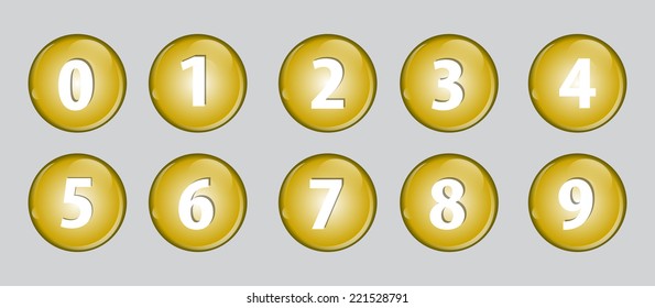 number colorful web icon set button vector