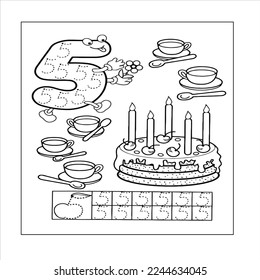 number coloring page 0,1,2,3,4,5,6,7,8,9,10 vector illustration.