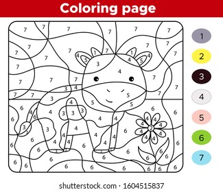 Number Coloring Page Children Cute Kawaii Stock Vector (Royalty Free ...