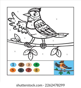 Number coloring page. Educational game for preschool children. Learn numbers and colors.