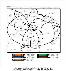 number coloring page for kids . Mathmatics game and educational game.