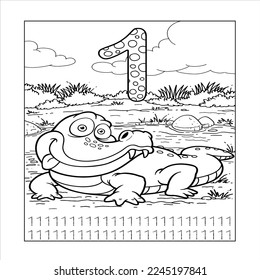 number coloring page for kids . Mathmatics game and educational game.