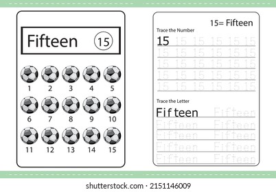 Number colouring and number tracing activity book.kids worksheet. ball illustration