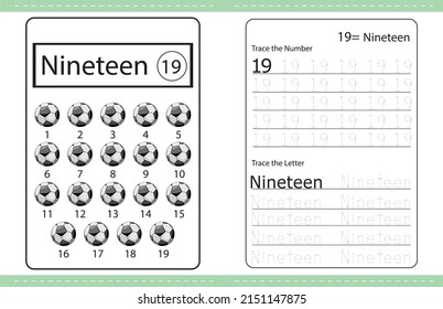 Number colouring and number tracing activity book.kids worksheet. ball illustration