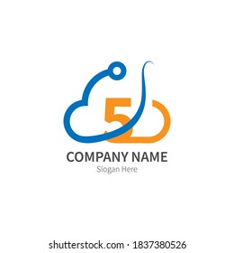 Nummer   kombiniert mit einer Logo-Illustration mit Cloud-Technologie