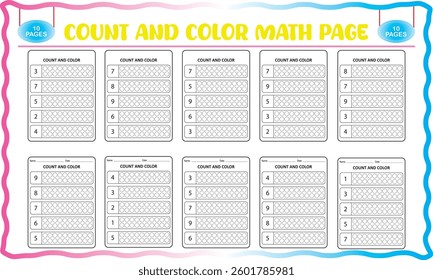 Number count and color worksheets for children