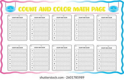 Number count and color worksheets for children