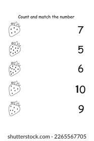 Number count and match worksheet for kids