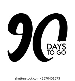 Number countdown set with 'days left' labels featuring a modern and bold design. Includes numbers 1, 7, 10, 20, 30, 40, 50, 60, 70, 80, 90, and 100 for versatile countdown needs. Ideal for project tim