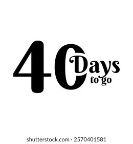 Number countdown set with 'days left' labels featuring a modern and bold design. Includes numbers 1, 7, 10, 20, 30, 40, 50, 60, 70, 80, 90, and 100 for versatile countdown needs. Ideal for project tim