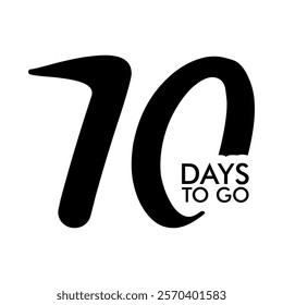 Number countdown set with 'days left' labels featuring a modern and bold design. Includes numbers 1, 7, 10, 20, 30, 40, 50, 60, 70, 80, 90, and 100 for versatile countdown needs. Ideal for project tim