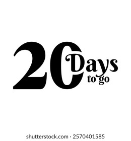 Number countdown set with 'days left' labels featuring a modern and bold design. Includes numbers 1, 7, 10, 20, 30, 40, 50, 60, 70, 80, 90, and 100 for versatile countdown needs. Ideal for project tim