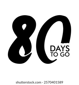 Number countdown set with 'days left' labels featuring a modern and bold design. Includes numbers 1, 7, 10, 20, 30, 40, 50, 60, 70, 80, 90, and 100 for versatile countdown needs. Ideal for project tim