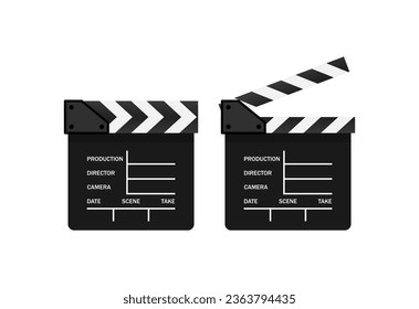 Number cracker icon. Flat, black, shooting a frame, numbering a frame, filming a film, clapperboard numberer. Vector icons
