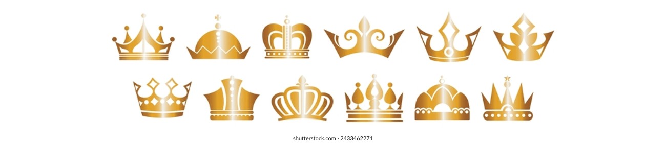 a number of crowns on a white surface, crowns, many crowns