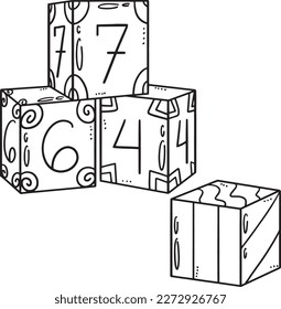 Number Cubes Isolated Coloring Page for Kids
