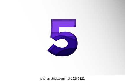 The number for the date in one-month Background Template. Holiday Vector Illustration of Paper Cut Number 5. The date in one-month Paper Cut Background Festive Poster or Banner Design