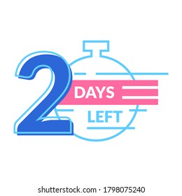 Number of Day Left Badge or Sticker Thin Line for Sale or Promotion Web Design. Vector illustration of Two